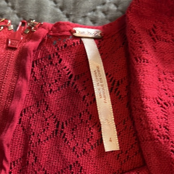 Free People : Red Lace Daisy Flare Dress - 4 - Picture 10 of 13